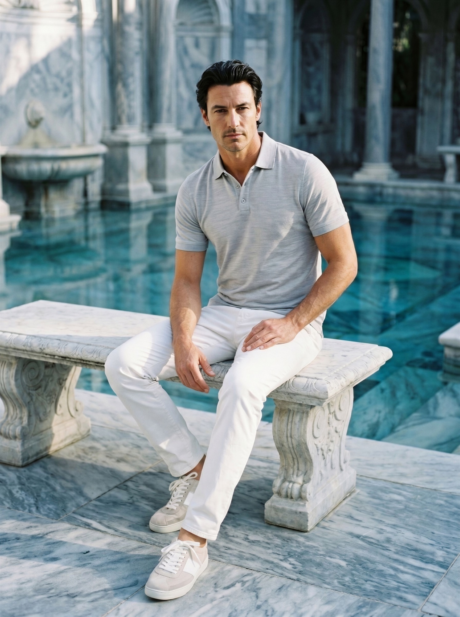 Joe Merino Blue Label polo pique in grey