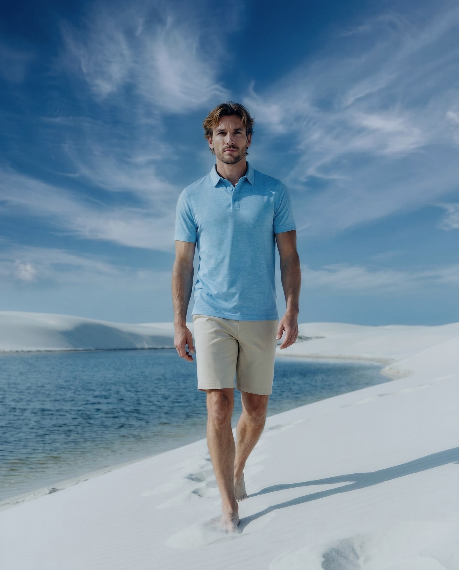 Wool ramie knit in surf blue